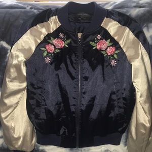 Satin embroidered bomber! Size Small